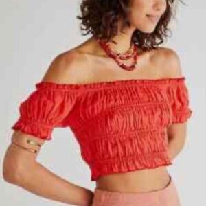 Free People NWT One Cheri Top in Red-XS